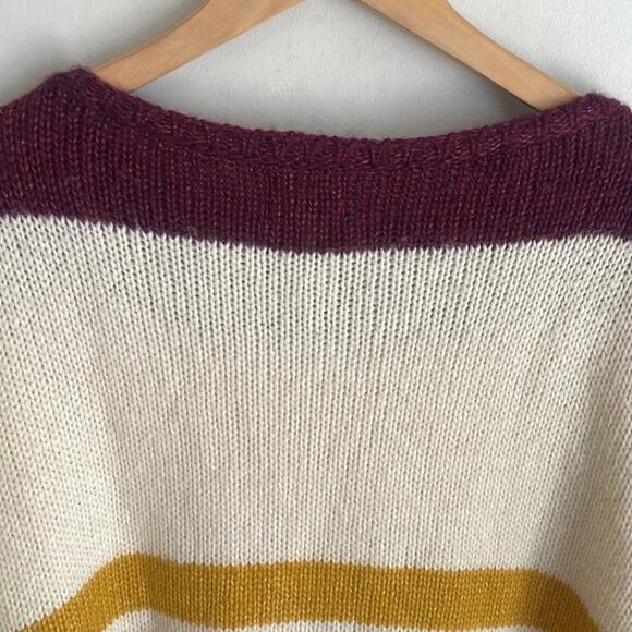 Sezane Burgundy and Cream Striped Sweater - Picture 9 of 16